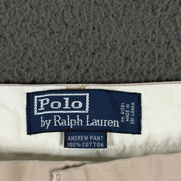 Vtg Polo Ralph Lauren Pants Mens 32x30 Beige Andrew Classic Fit Chino Pleated - Picture 3 of 15